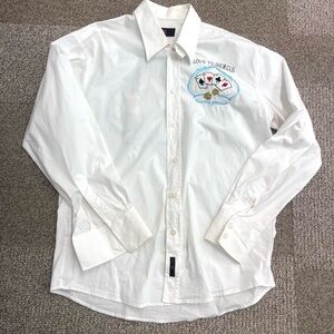 BC Collection Long Sleeve Button Up Shirt Men’s XXL White Poker Aces Design